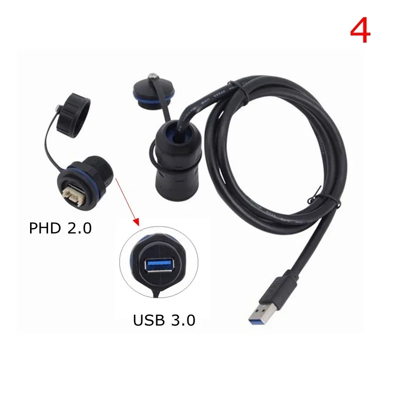 USB 3.0 방수 항공 플러그 소켓 A 암 M20 패널 마운트-10Pin PHD 2.0 2x5Pin IP68 방수 케이블 커넥터