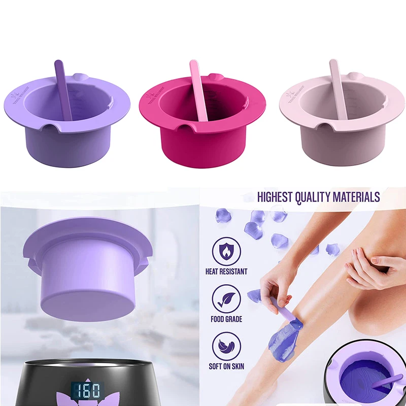 Wax Warmer Heat-resisting Silicone Bowls Hair Removal Wax Replacement Pot Bowls With Stirring Stick Hair Removal Beauty Mask Kit