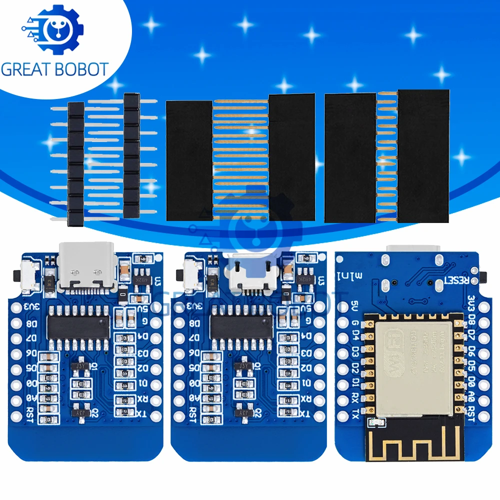 for WeMos D1 Mini ESP8266 Development Board ESP-12F, 3.3V Micro USB, for Arduino Wireless Projects