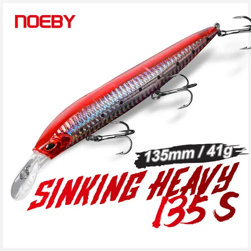 NOEBY-Señuelos de Pesca de pececillo que se hunden, 135mm, 41g, Wobblers de fundición larga, cebo duro, Jerkbait, pececillo pesado para aparejos de pesca de lubina