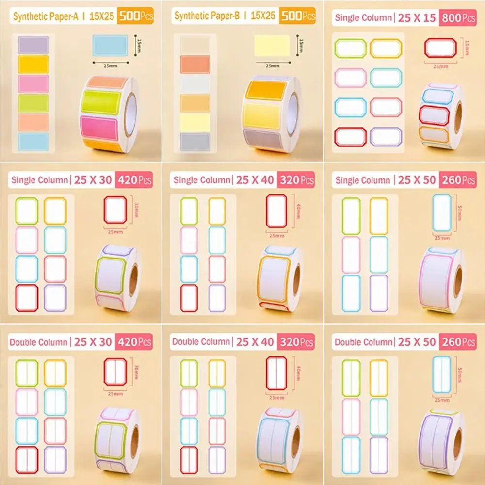 Durable Waterproof Label Stickers Blank Stationery Supplies Name Sticker Self-adhesive Writable Sticker