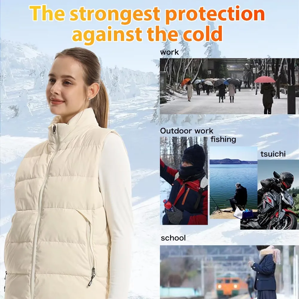 Women USB Infrared 15 Areas Heating Vest Jacket Fashion Heating Waistcoats Winter Warm Padded Sleeveless Vest Thermal Clothes