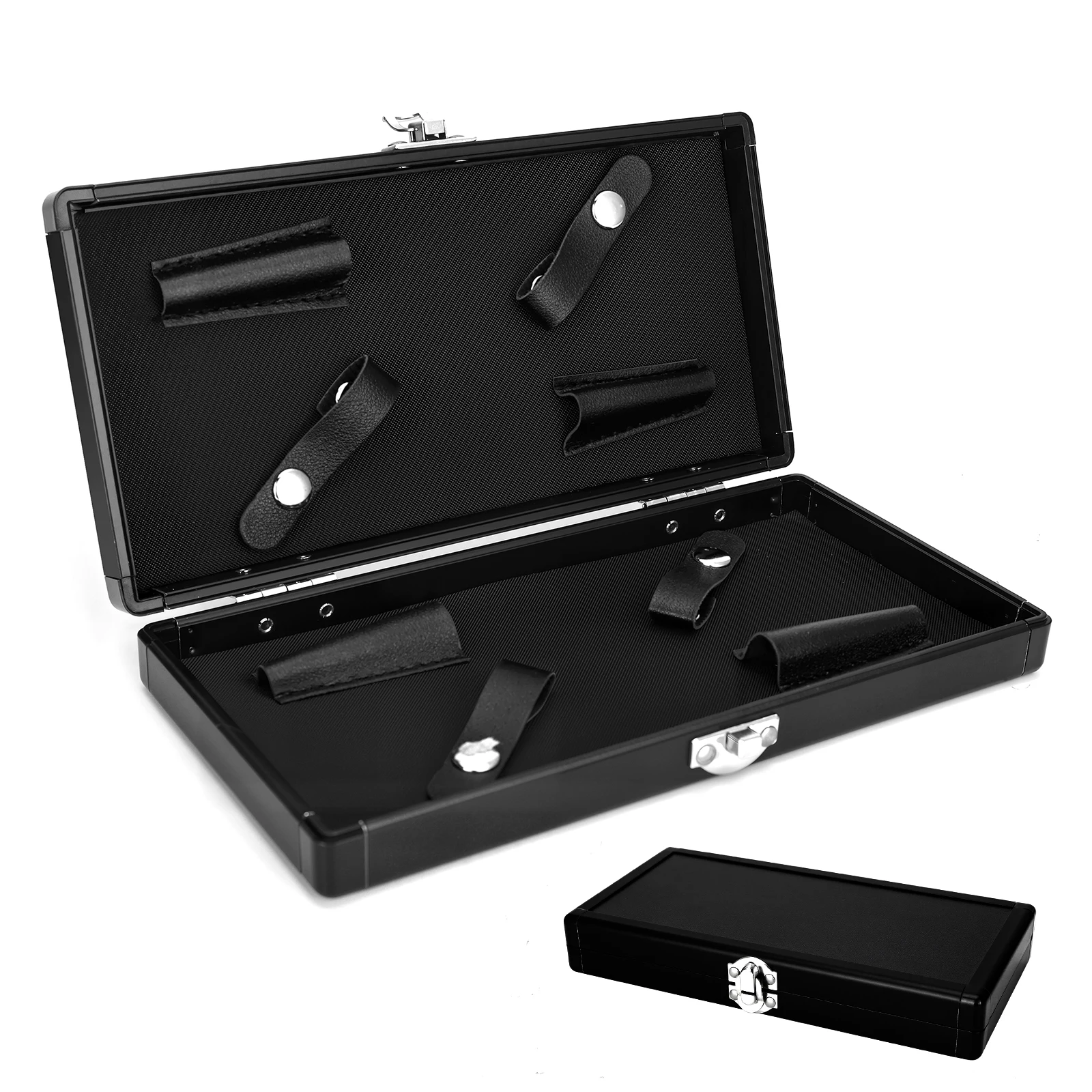 Portable Hard Leather Scissors Case, Shockproof Hairdressing Tool Storage, Barber Shears Organizer Box, Anti-Fall Toolkit