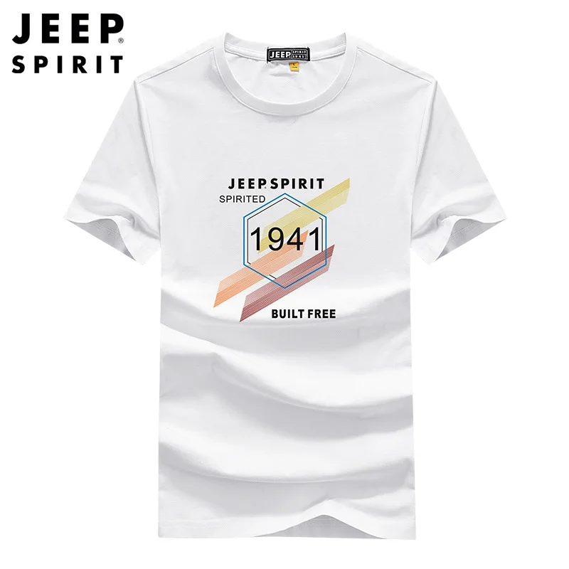 

JEEP SPIRIT new summer brand printed T-shirt Men cotton comfortable breathable casual sports short-sleeved youth loose pullover