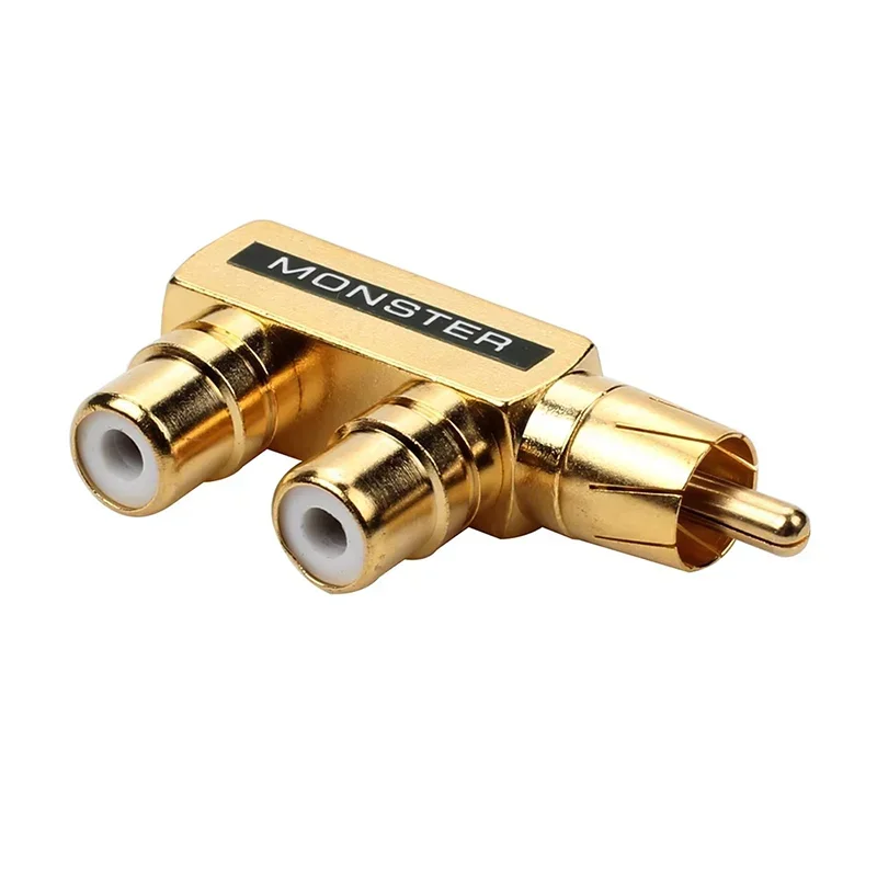 Audio Video Plug Splitter RCA  Adapter Gold-plated 1 Male To 2 Female Connector AV Copper
