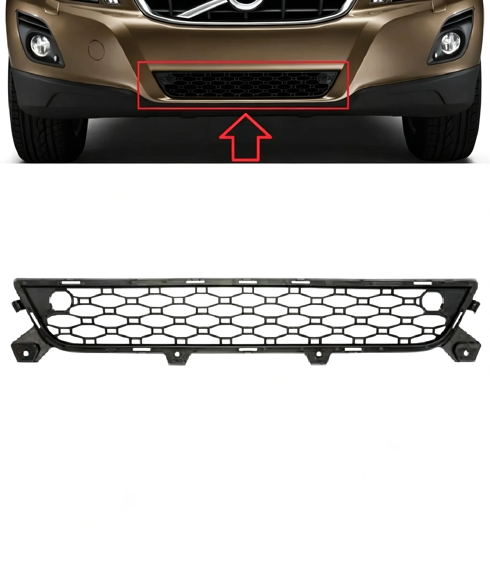 Front Bumper Lower Center Grill For Volvo XC60 2008-2013 Without Parking Sensors OE 30763422 Direct Replacement