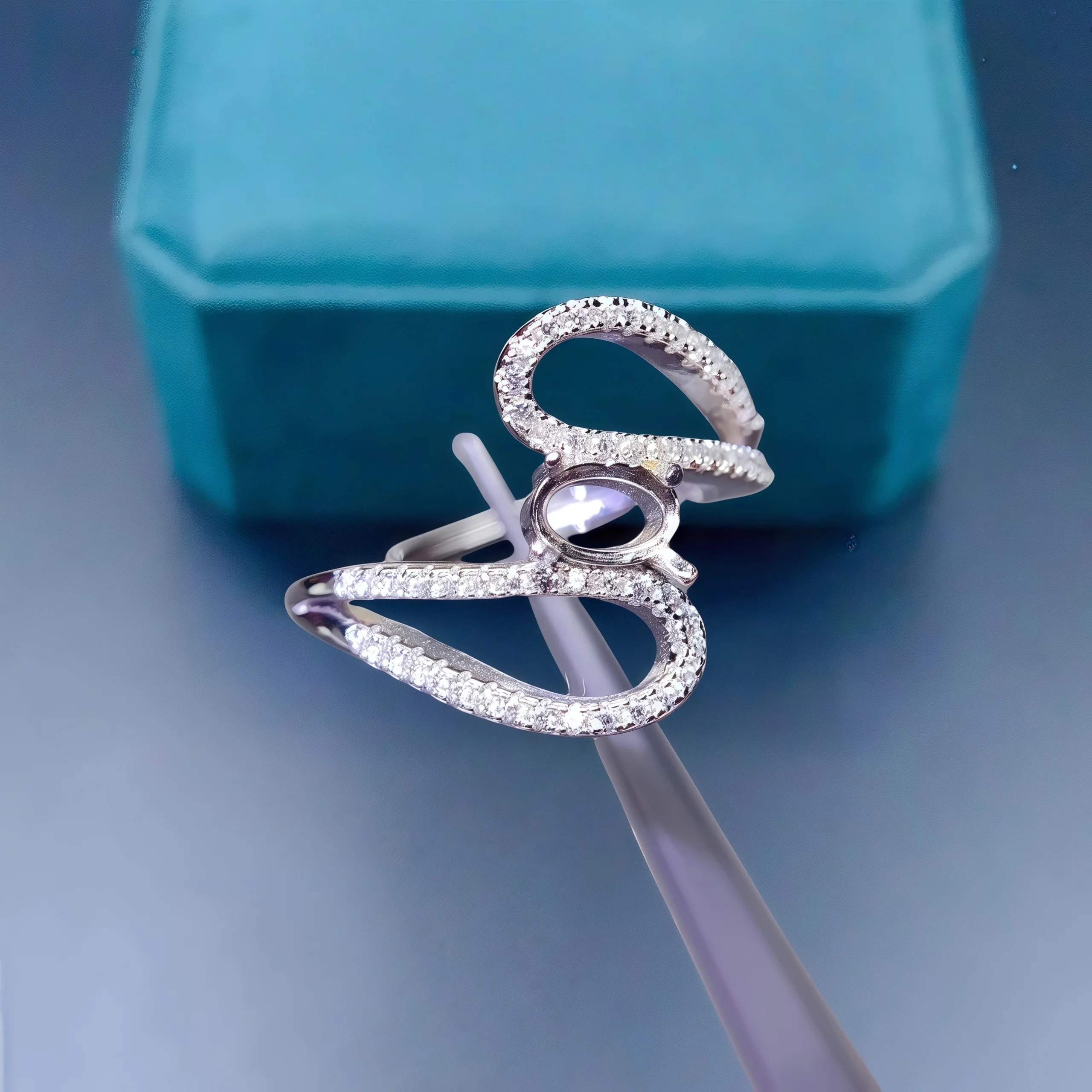 

Setting 4*6mm Ellipse Stone S925 Sterling Silver DIY Empty Holder Ring Fine Charm Jewelry Line Shape Zircon Design for Woman