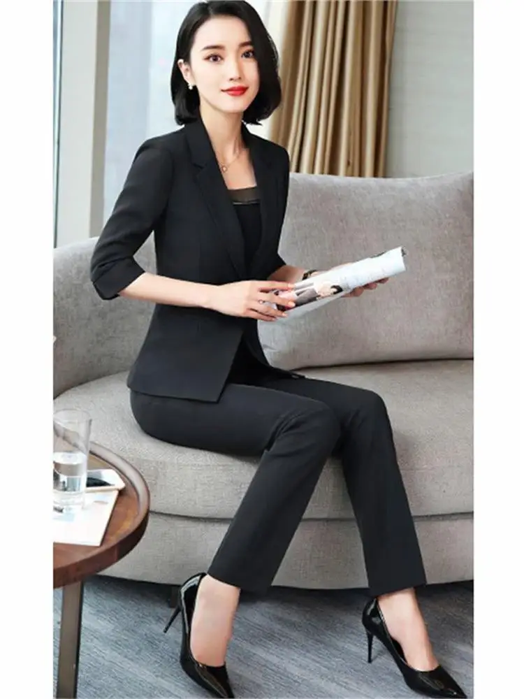 

Летний женский деловой костюм ort Sve Faionable Profional Attire Интервью Торжественная одежда Отель Ювелирный магазин Работа orm