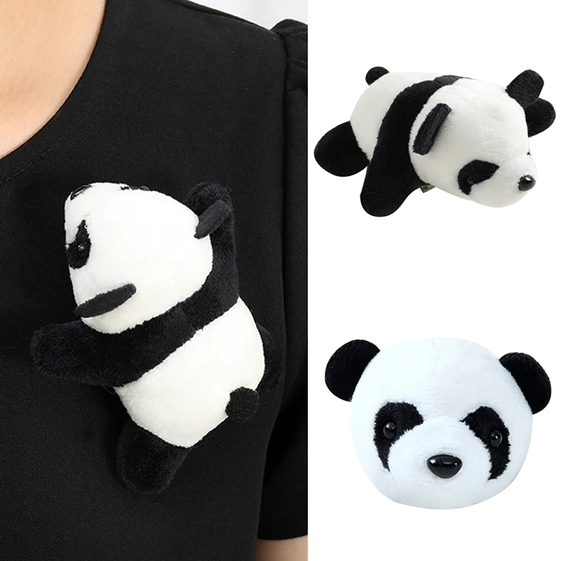 New Little Panda Brooch Plush Doll Bear Panda Animals Cartoon Pin Fluffy Plush Cute Brooch Pin Accessories Schoolbag Clothing