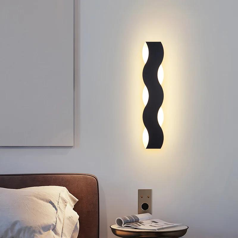 Lámpara de pared nórdica moderna, luces Led para decoración de sala de estar, comedor, dormitorio, decoración de pared creativa para interiores, aplique ondulado