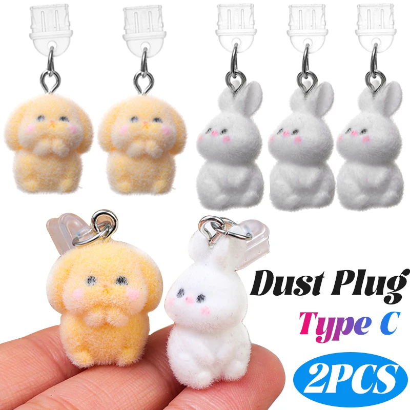 Universal Cute Rabbit Type-C Dust Plug USB C Charging Port Protector Silicone Soft Anti-dust Cover Cap for Samsung iPhone Xiaomi