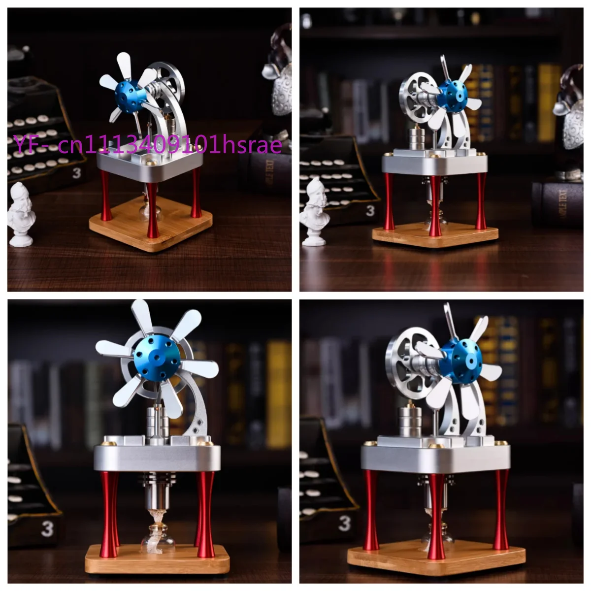 Scientific Water-Cooled Metal Power Cylinder, High-Temperature Fan Driven, All-Metal Stirling Engine Model