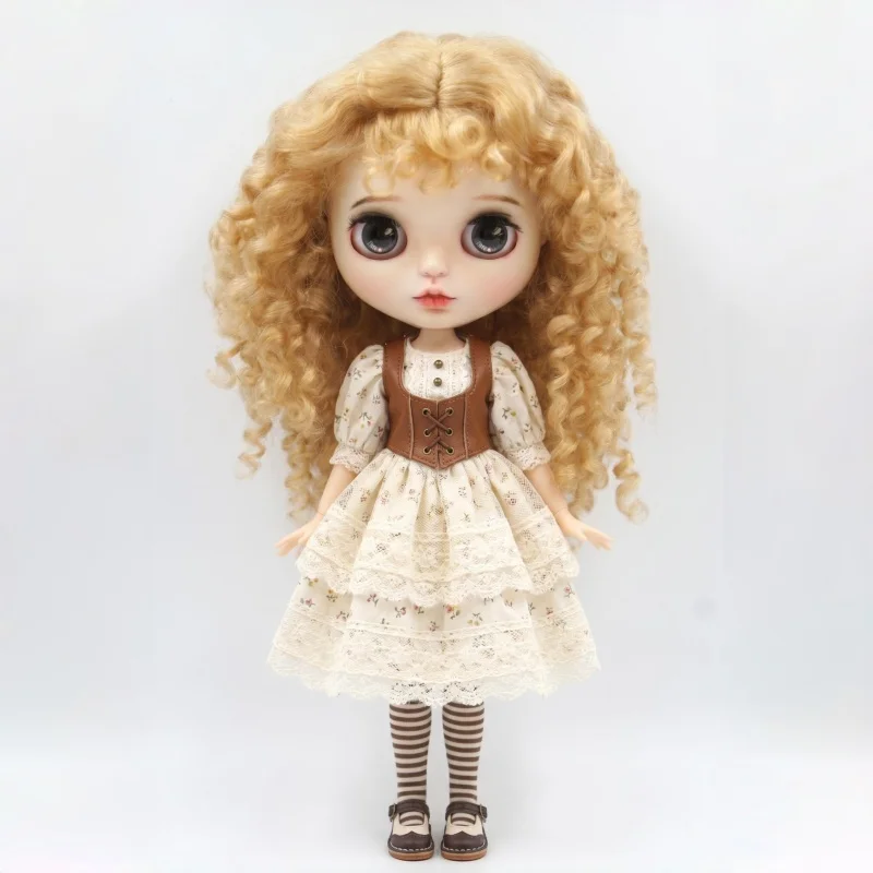 

D28002L Long Messy Curlys Mohair BJD Wigs 1/3 SD DOD Blythes Combed Mohair Hair 18" OG Doll Hair