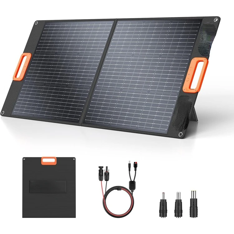 100W Portable Solar Panel for Power Station Generator, 20V Foldable Solar Cell Solar Charger with High-Efficiency Battery