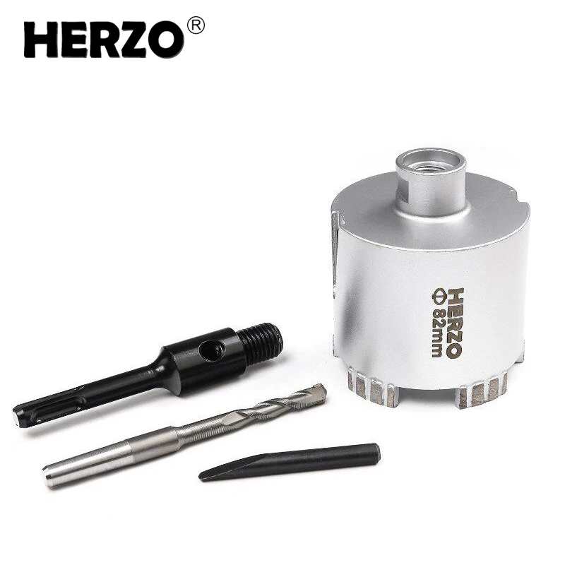 Herzo 82 mm Diamante Núcleo Broca Buraco Copo 5t Cortador Acessórios de Corte para Martelo Broca Ferramenta Perfuração Pedra