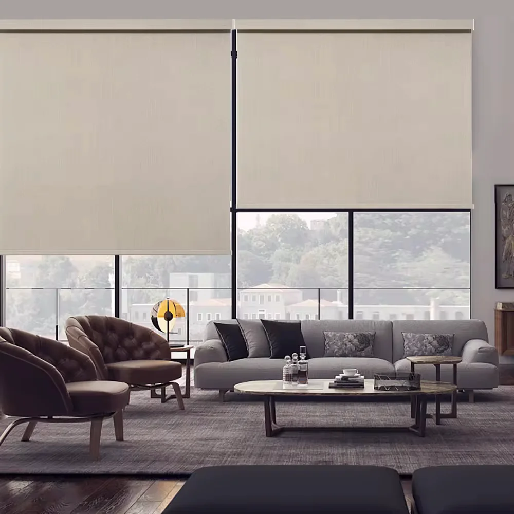 Modern Design Outdoor Waterproof And Uv Protection Blackout Cordless Manual Spring Roller Blinds For Home