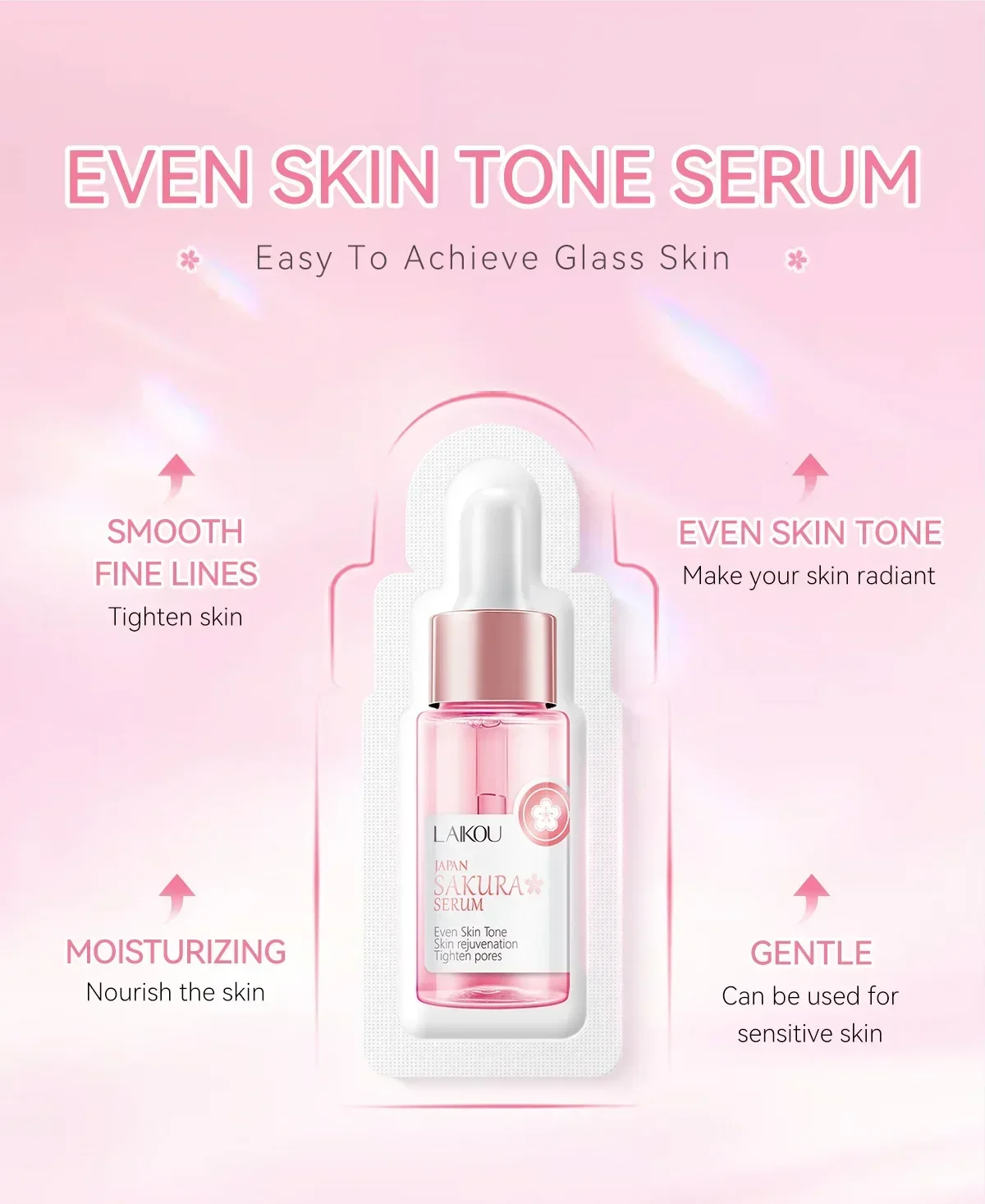 Laikou Sakura Brighting Skin Face Essence Nourish Moisturizing Collagen Lift Firm Smooth Bright Whitening Skin Care 1.5ml*5pcs