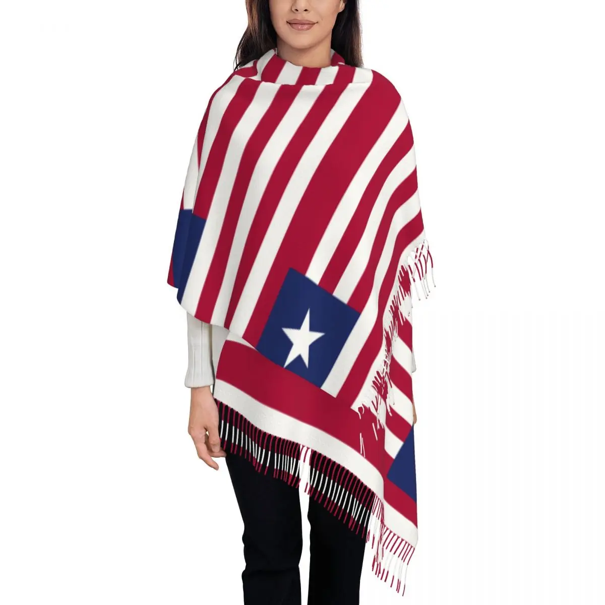 Liberia Flag Womens Warm Winter Infinity Scarves Set Blanket Scarf Pure Color