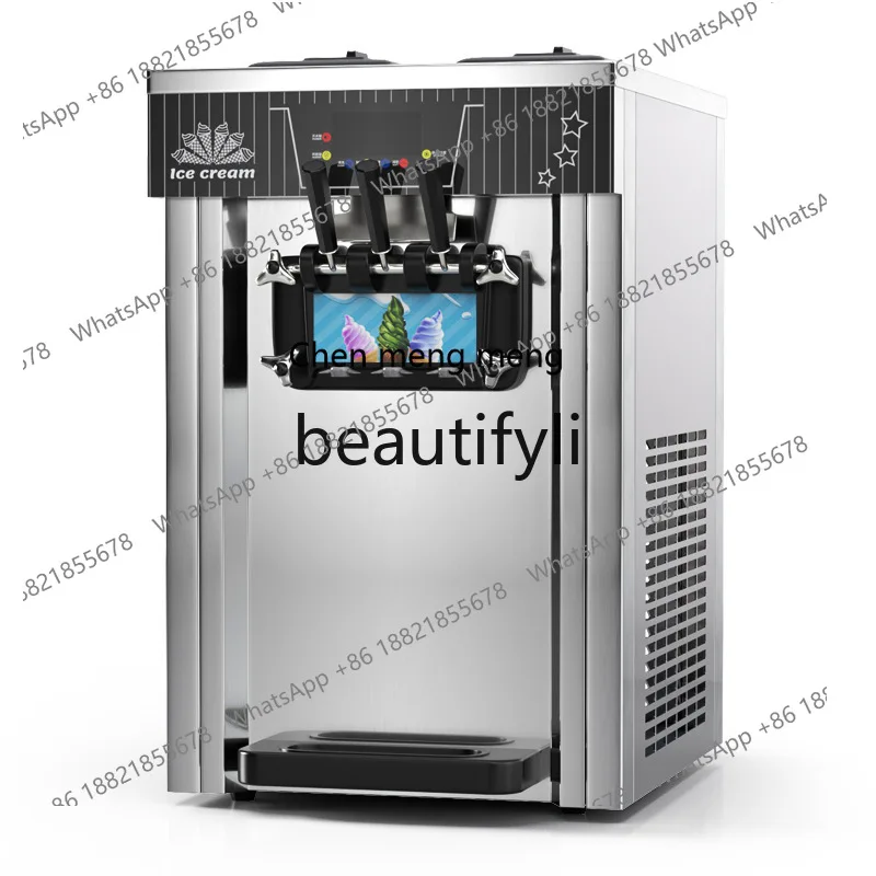 Z189 Desktop Soft Ice Cream Machine Commercial Small Cone Ice Cream Maker Three-Color Ice Cream Machine