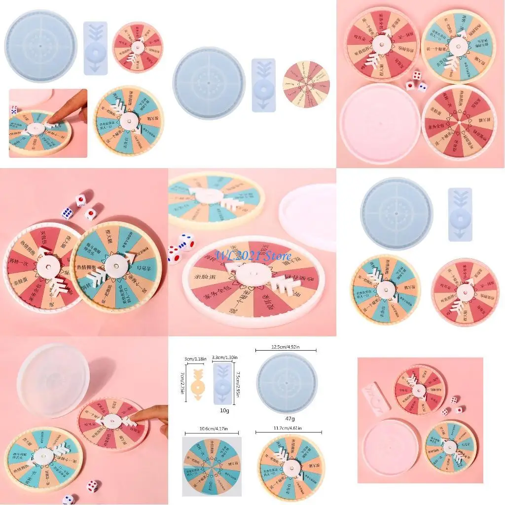 G5GC منضدية الغزل القرص الدوار الراتنج مجموعة قوالب مع مؤشر قوالب ملصق للنساء الأطفال لتقوم بها بنفسك صنع قوالب الايبوكسي