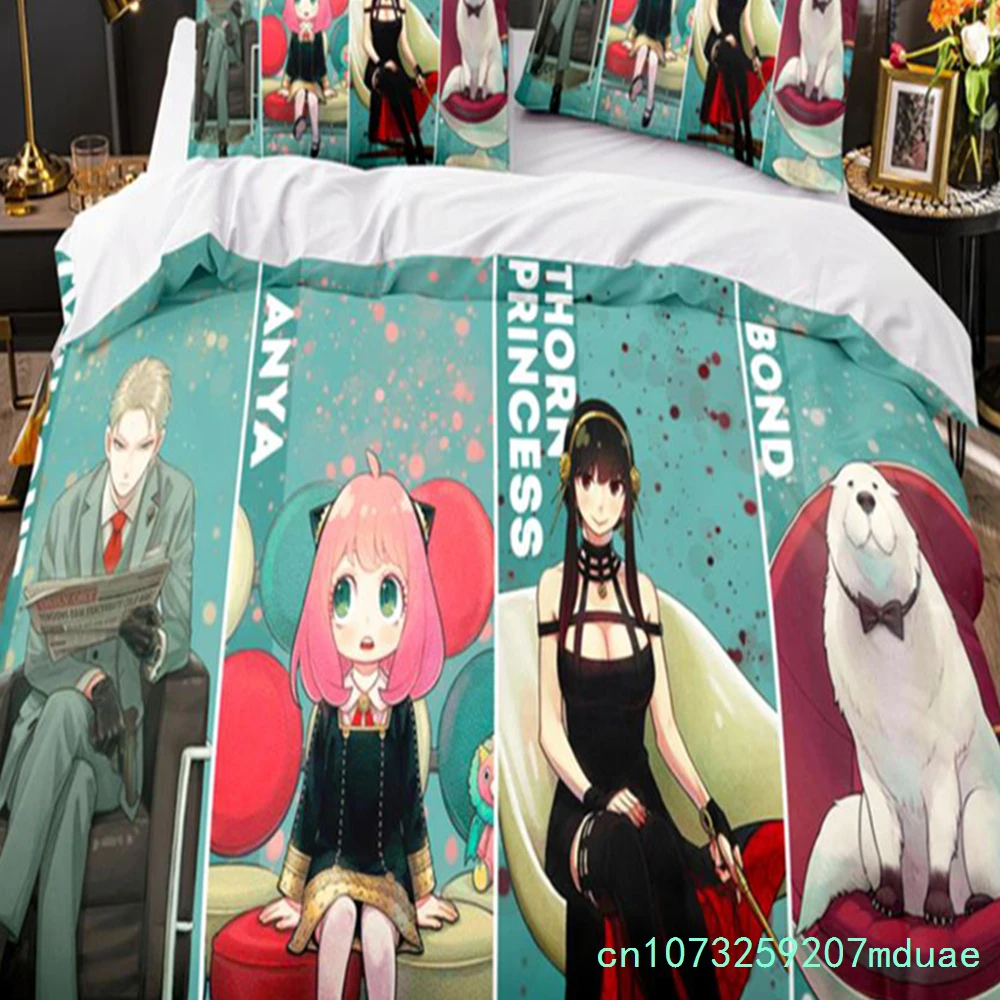 Neue SPY×FAMILY Anime Bettdecken-Sets 3-teilig Cartoon Bettbezug Kissenbezug Vollgröße Queen King Bettdeckenbezug Einzel- Doppelbett