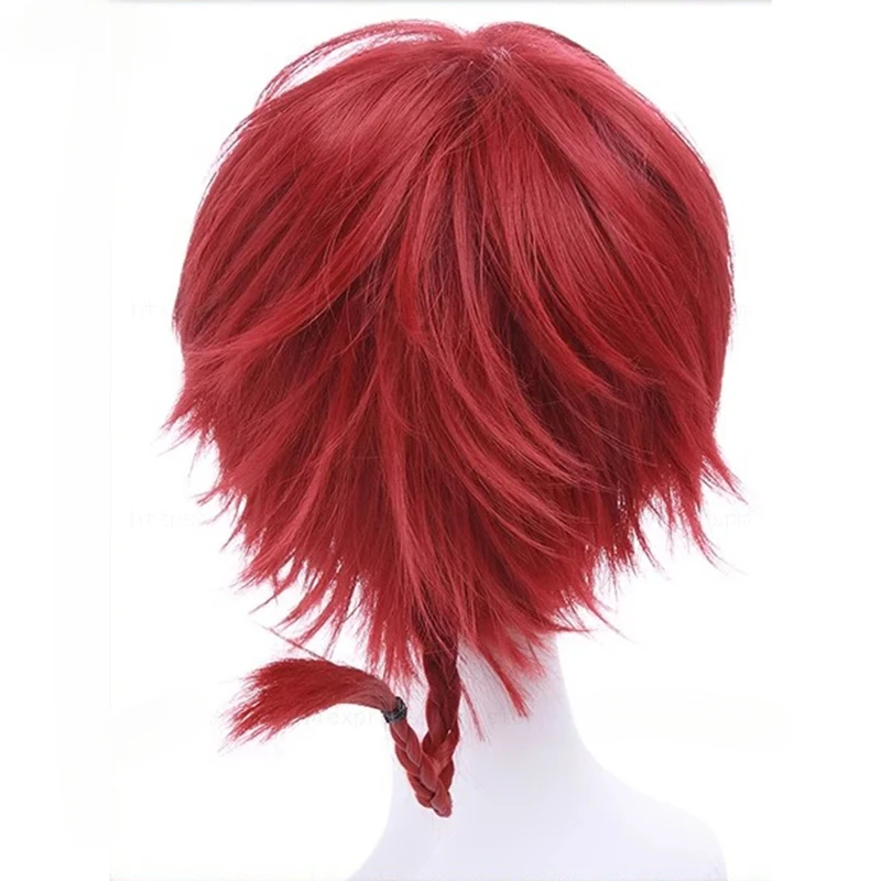 Anime Ranma 1/2 Ranma Cosplay Wig Ranma Black and Red Braided Heat Resistant Synthetic Hair Party Role Play Wigs