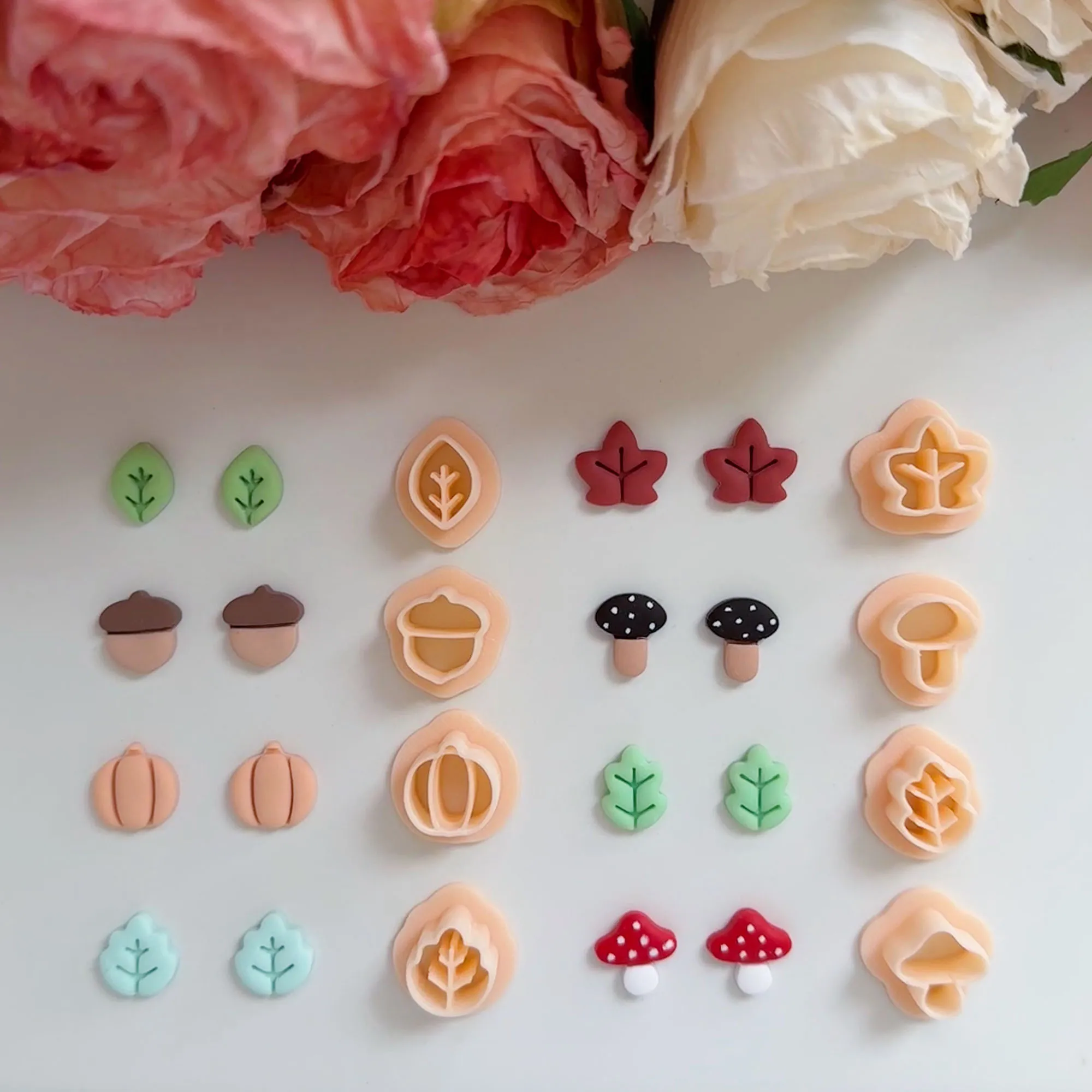 1Pc Mini Leaf/Hazelnut/Mushroom/Pumpkin/maple leaves Shaped Polymer Clay Cutters For DIY Earrings Stud Makings