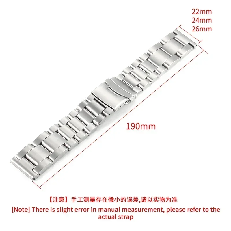 Black Steel Thickening Anti-Allergy Solid Stainless Steel Men 24 22mm for Parnis Double Press Buckle Panerai Replace Watchbands