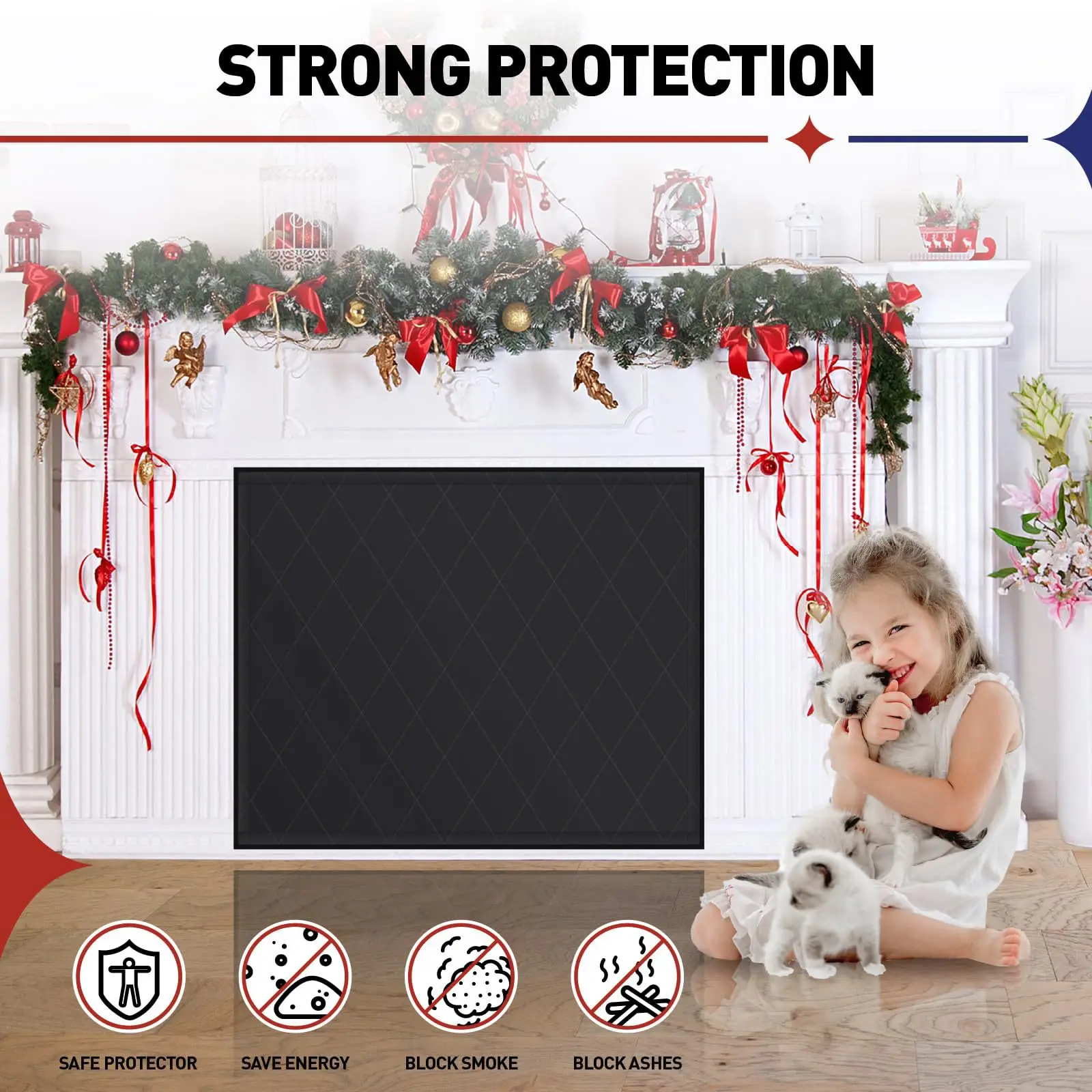 Fireplace Blanket Fireplace Cover to Prevent Cold Air Infiltration and Heat Loss, Multi-Functional Barrier Blanket
