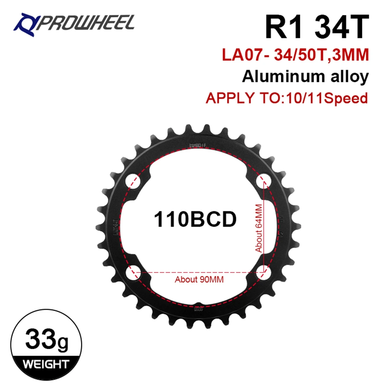 Prowheel bici da strada corona 110 BCD 50T 34T corona per bicicletta 130 BCD Speed Bike Stars 53T 39T catena per bicicletta ruota parti di ciclismo