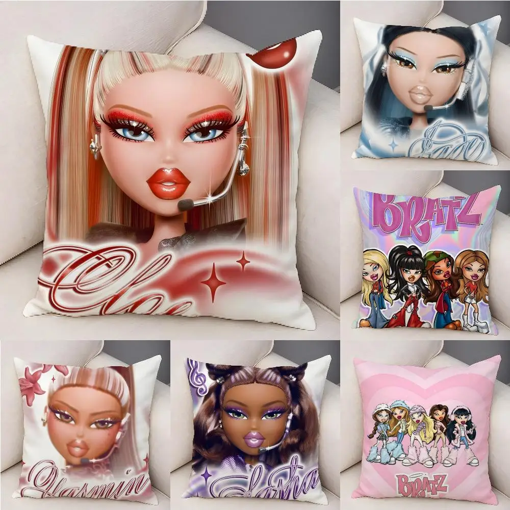 Hot Fashion Pretty B-Bratz Doll Cushion Cover Plush Decorative Pillow Case With Hidden Zipper Fashion Room Decor For Home