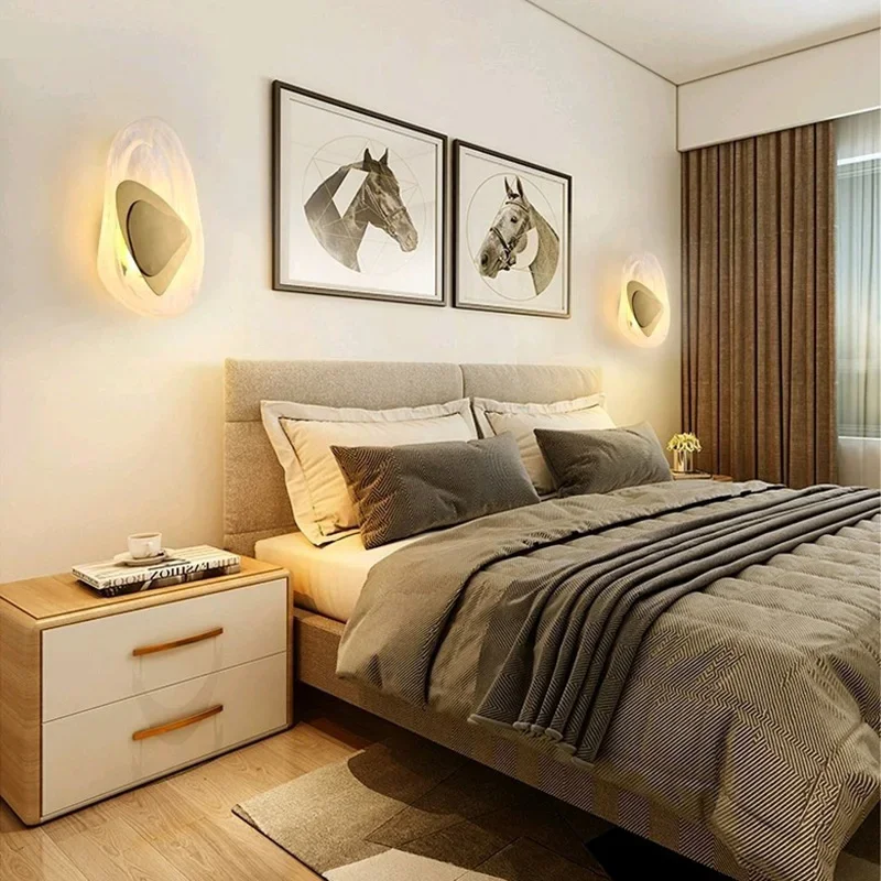 Nordic Modern Creative Design Marble Wall Lamp Living Room Bedroom Bedside Hotel Aisle Shell-Shaped Led Lights