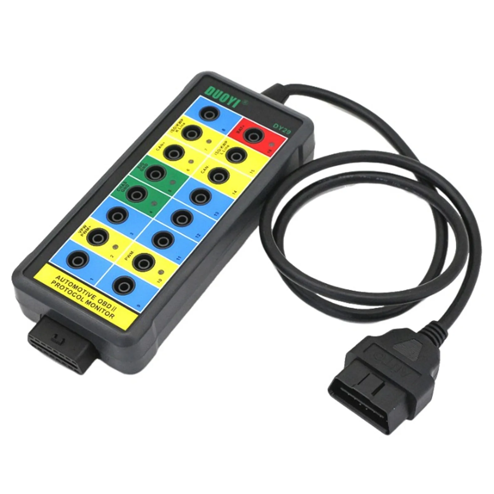 Electrical Diagnostic Tools Can Bus Analyzer Breakout Box with LED Light Auto OBDII Protocol Detector 16-Pin Black ABS
