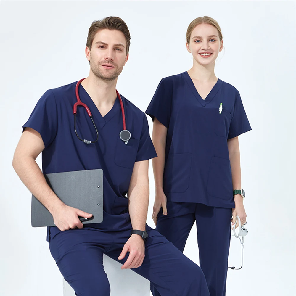 Conjunto de ropa médica deportiva de secado rápido, ropa elástica y cómoda, Top y pantalón, uniforme de médico y enfermera, S01-01