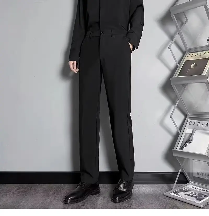 Solid color casual straight leg slim fit suit pantS