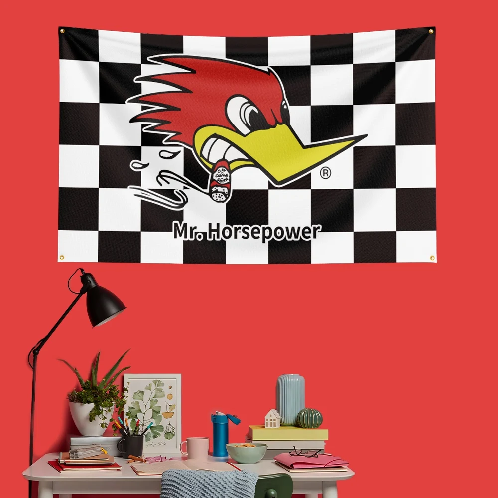 Mr.horse-power Car Racing Flag 3x5 FT 90x150cm Polyester Decorative Banner Tapestry For Garage Wall Decor