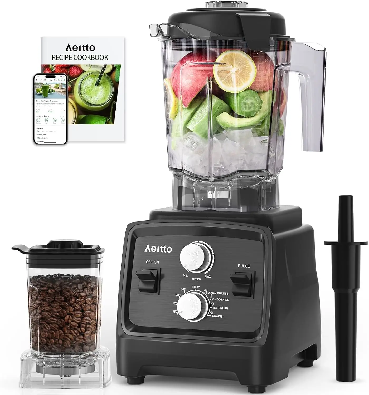 ^For Blenders for Kitchen with 1800W Motor, 68Oz. Large Capacity, 2-in-1 Blender & Grinder Combo, BPA-Free Countertop Profession