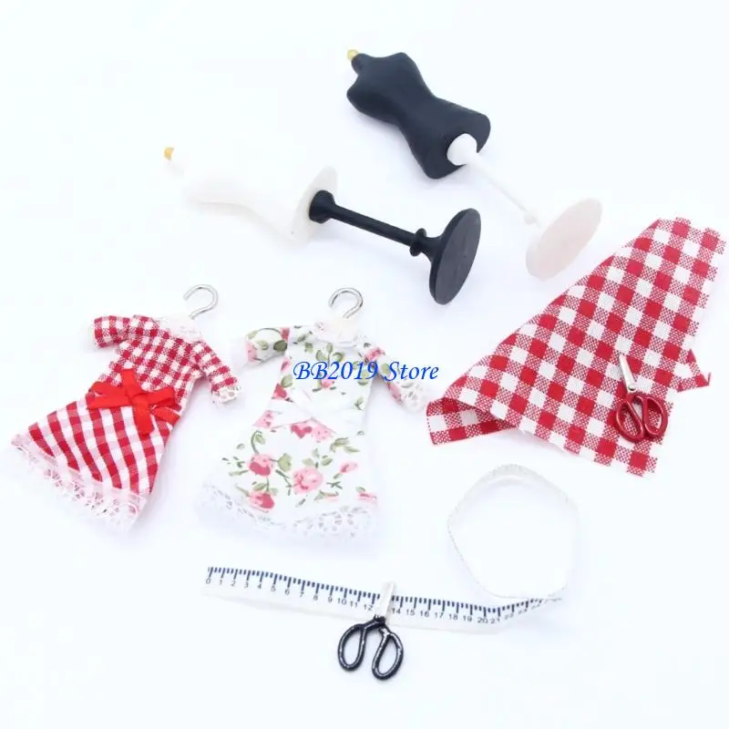 Q0KB Wooden Miniature Mannequin Model Figure Set For Doll House Fashion Shows And Sewing Practice Scene Display Furniture