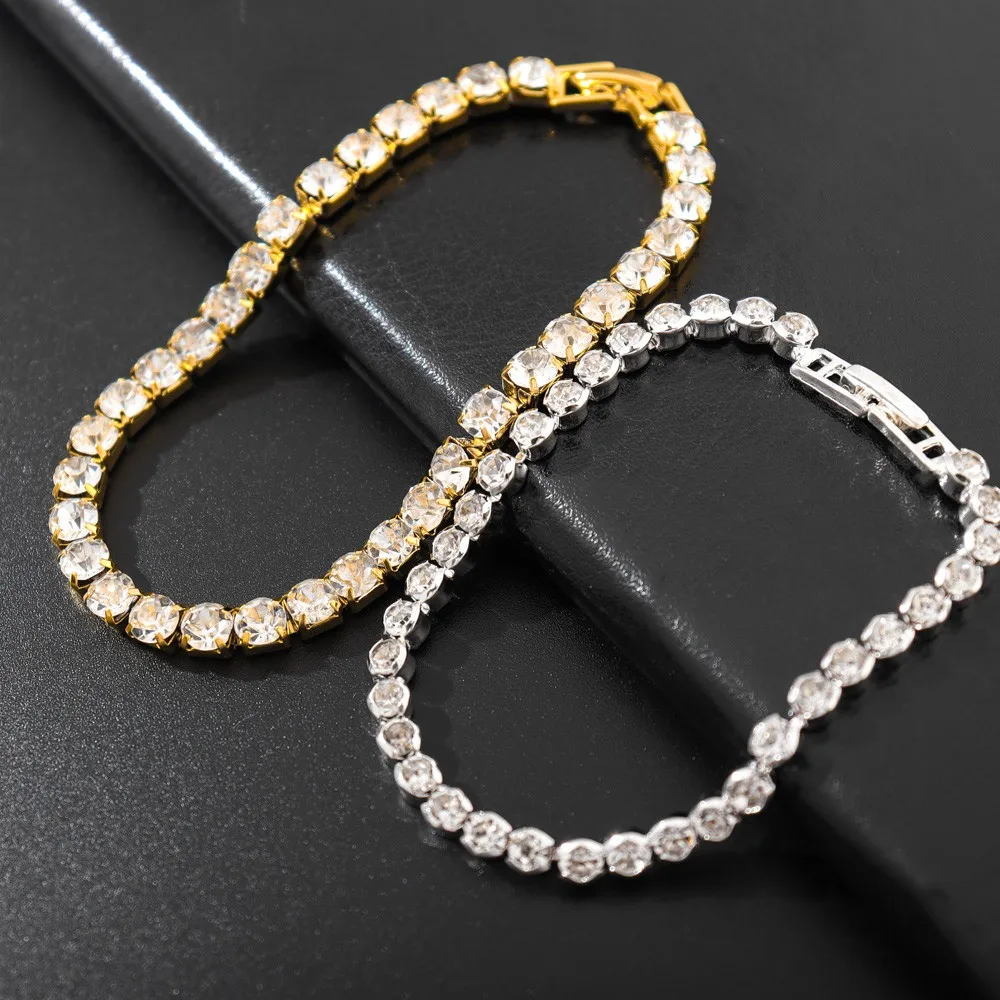 

Women's Fashion Micro Zircon Bracelet Classic Bracelet Easy Buckle Tennis Chain Single Row Hip Hop Bracelet Wedding Party Gift