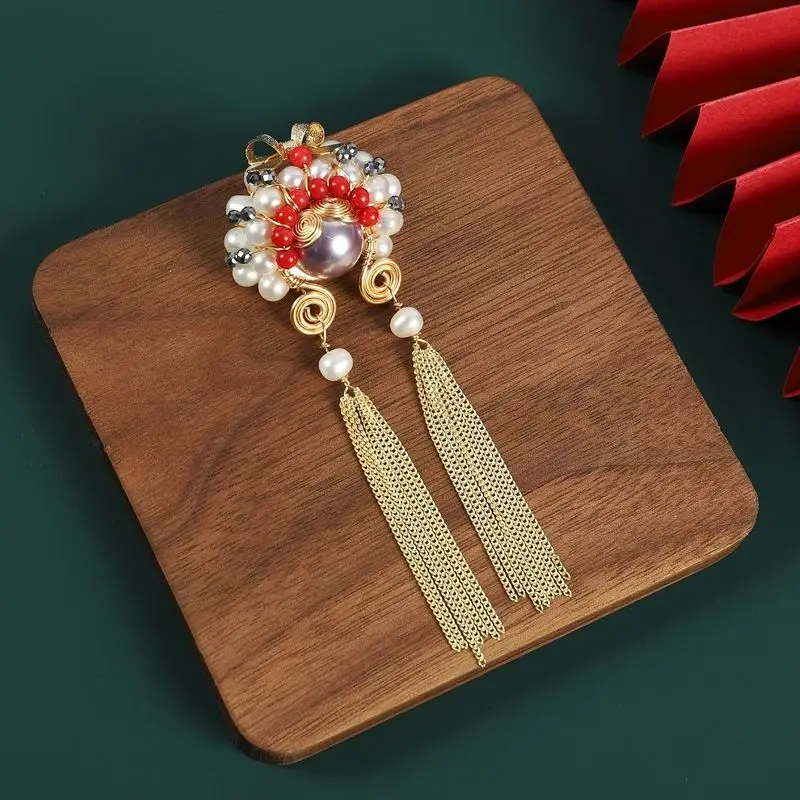 Handmade Beizhu Swordsman Face Brooch High-end Gifts For Men's and Women's Brooch Chinese Style Fashion Jewelry Fine Pink Charms image 4