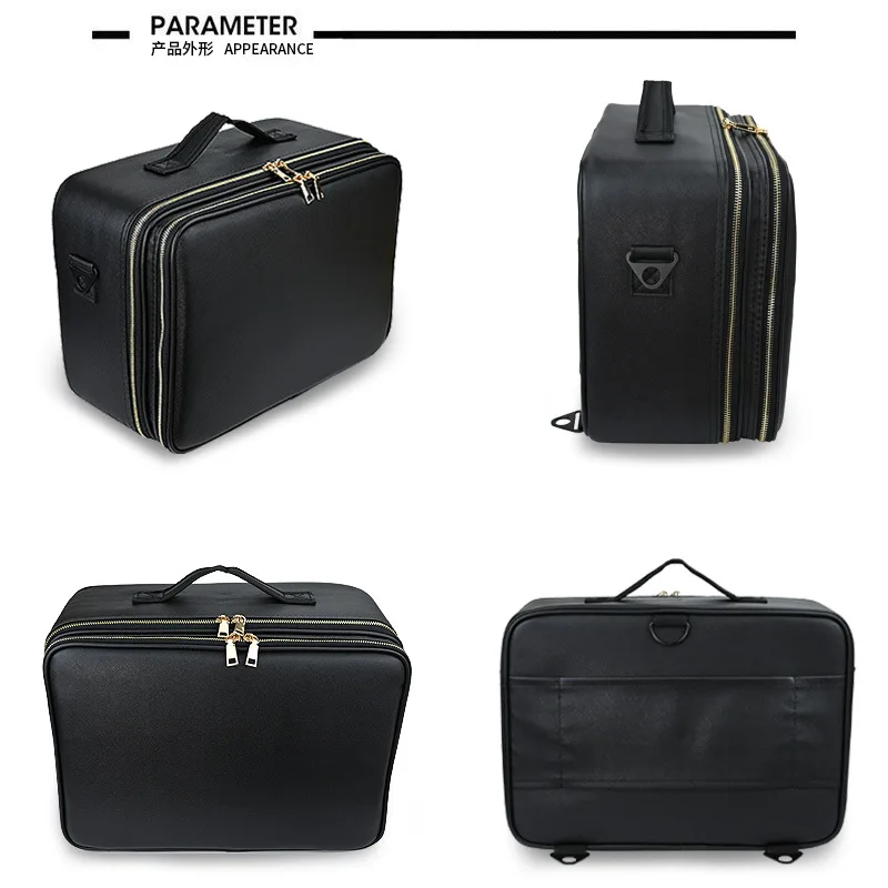 Tas Kosmetik Profesional Portabel untuk Perjalanan, Kotak Penyimpanan dengan Pegangan, Organizer untuk Artis, Tas Penyimpanan untuk Perjalanan dan Kerja