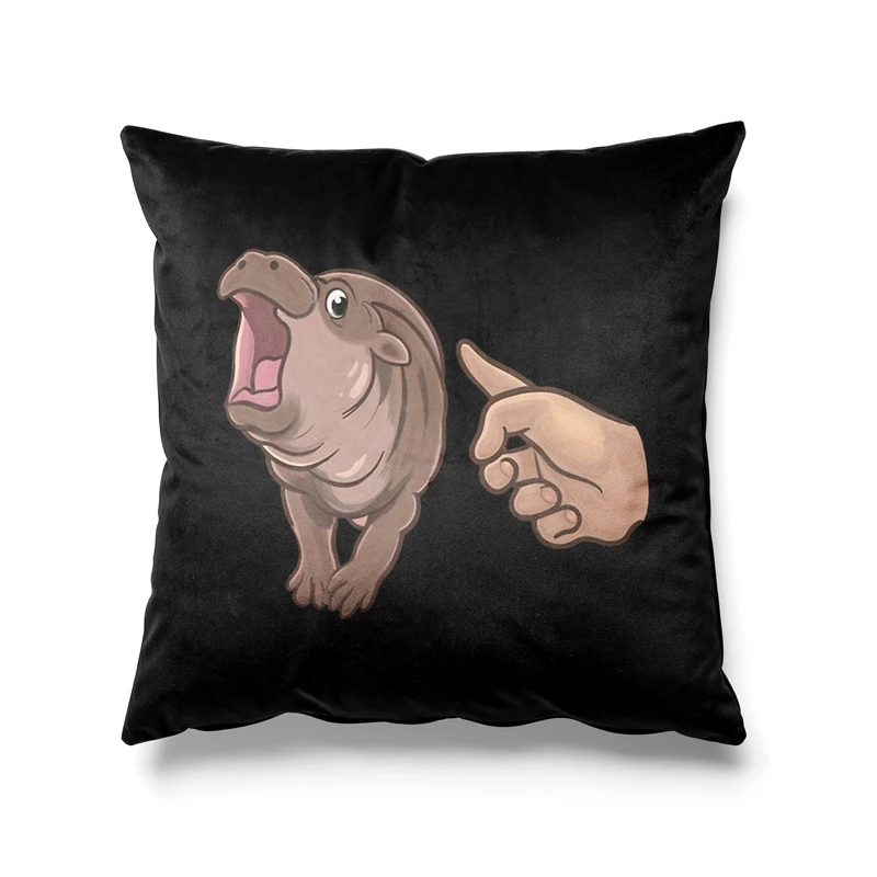 Aertemisi 18'' x 18'' Moo Deng the Curious Hippo Square Throw Pillow Cushion Covers Cases Pillowcases for Sofa 45cm x 45cm