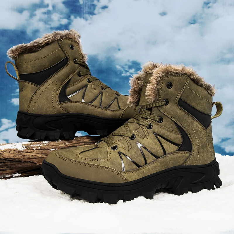 

Men's Waterproof Hiking Shoes Men's Winter Outdoor Sports Shoes Snow Boots Plush Mountain Boots Outdoor Travel Zapatos Hombre