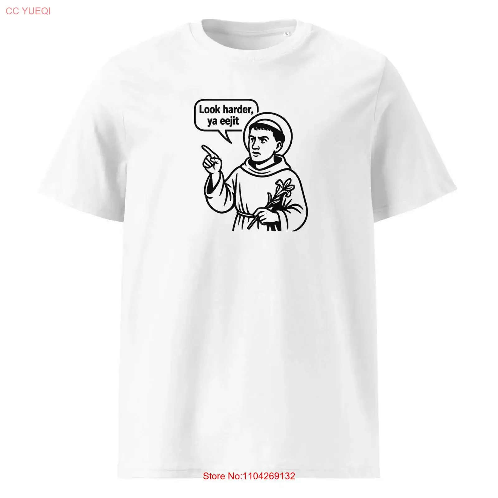 Camiseta de Algodón Orgánico Vintage Lavado con Diseño Divertido Irlandés de San Antonio: ¡Mira, ¡Trabaja Más Fuerte, Cabrón! - Humor Mamá y Religioso