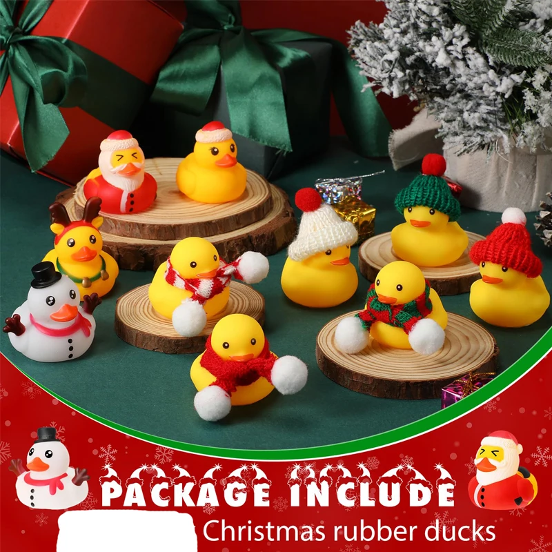 50/100 Pack Christmas Rubber Duck Toys Bulk Christmas Duck Hat Scarf Duck Elk Snowman Santa Claus Multi Style Winter Santa