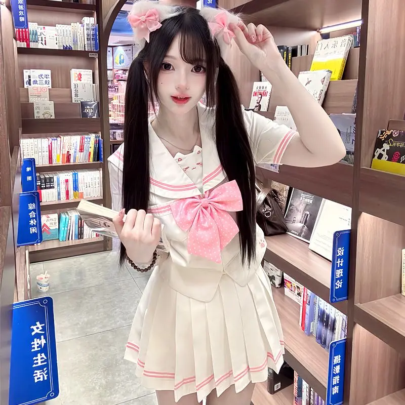 Gonna uniforme JK modello gatto Abito da marinaio Vita originale genuina che dimagrisce Abito stile college giapponese Tre colori opzionali