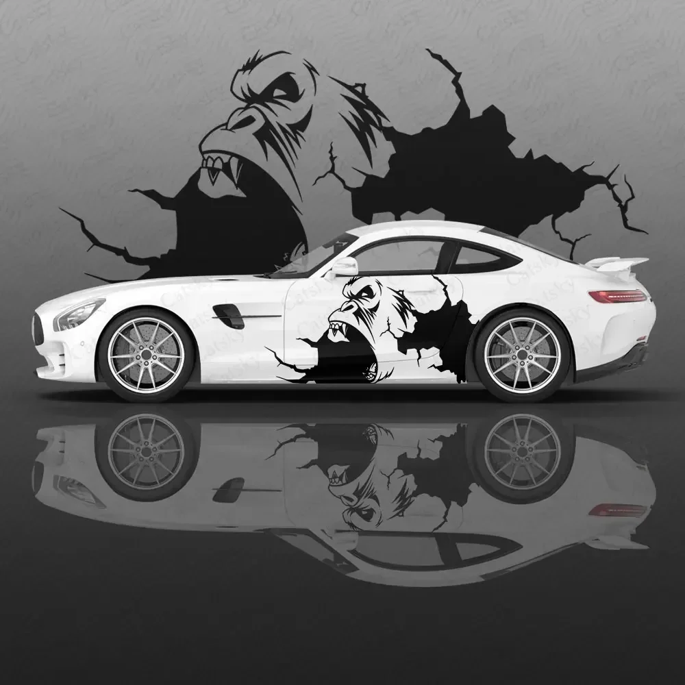 Angry Gorilla Pattern Car Body Sticker Anime Itasha Vinyl Car Side Decal Sticker Car Decor Sticker Cars Protective Film