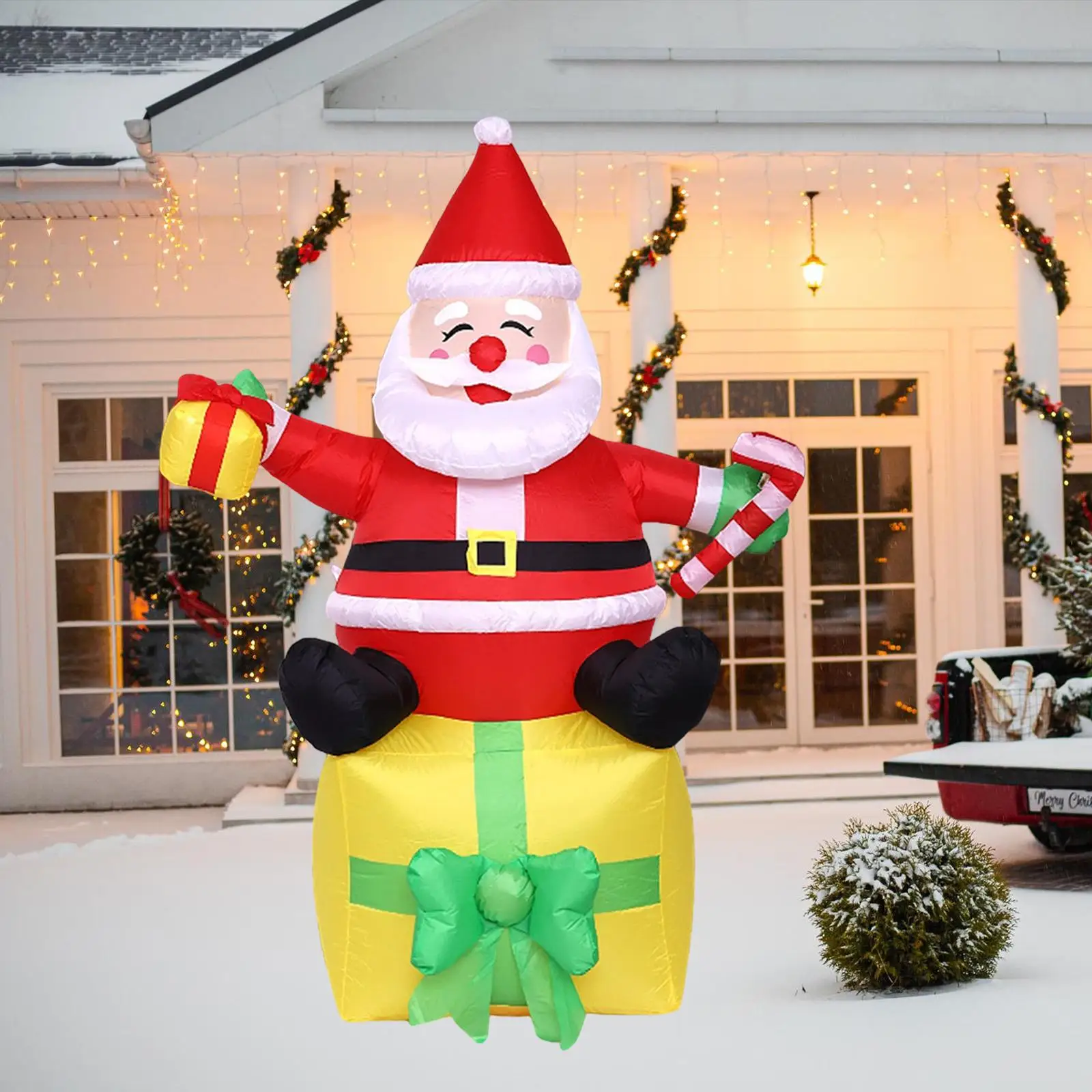 

Christmas Inflatable Outdoor Decor Santa Claus Multicolor LED Lights Festive Lawn Ornament for Patio Backyard