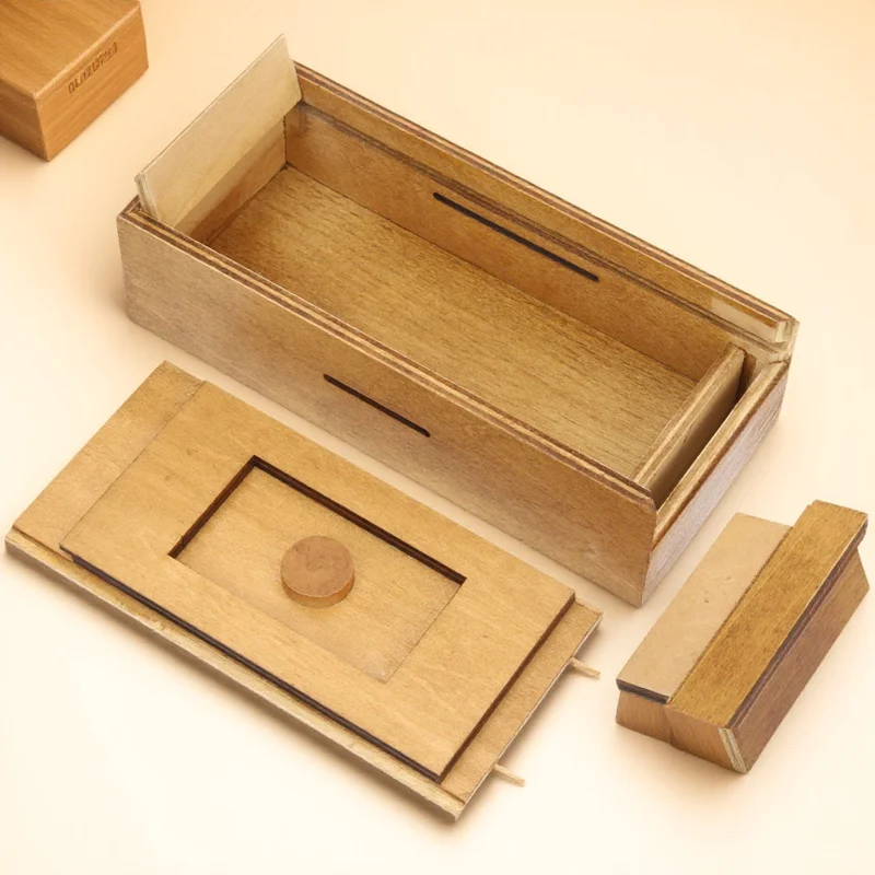 Wooden Puzzle Box for Kids Game with Hidden Compartment Develops Logic Hand Eye Coordination Creative Play Gift
