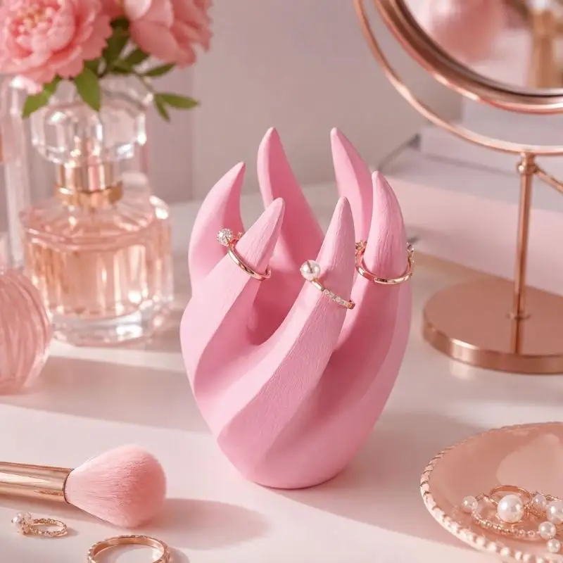 A52E Hand Shaped Jewelry Display Stand for Rings on Dressers and